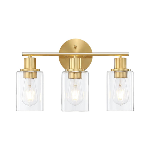Three Light Matte Black Vanity Light With Clear Glass Shades For Bathroom Modern Wall Sconce Over Mirror With Adjustable Up Or Down Mount Sleek Vanity Fixture Delivering Bright On Trend Illumination.