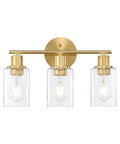 Three Light Vanity Light In Oil Rubbed Bronze With Clear Glass Shades For A Modern Bathroom Over Mirror Ideal For Bright Task Lighting And Soft Ambience Mounts Upward Or Downward