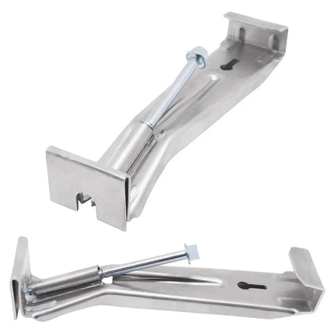 Tough As Nails 8 Pack 5 Inch Aluminum Gutter Hangers Heavy Duty Hidden Hooks with Pre Installed Galvanized Screws close-up view.