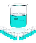 Low Form 10 mL Glass Beaker Set, 12 Pieces, 3.3 Borosilicate Lab Beakers With White Enamel Graduations From 5 to 10 mL pictured