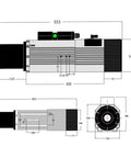 9KW Cnc Air Cooled Spindle Motor Featuring Atc Automatic Tool Changer Iso30 Bt30 Adapter dimensions diagram with detailed measurements.