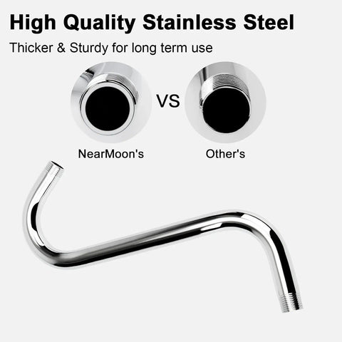 S Shaped Shower Arm Riser Extender With Flange For One Half Inch Connection Ten Inch Chrome Bathroom Accessory display comparison