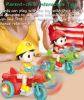 360 Degree Stunt Tricycle Toy With LED Lights And Dynamic Music Ride Simulation Pedicab STEM Spinning Electric Trike For Kids Durable Red Frame Non Slip Pedals Realistic Riding Experience Safe Easy Grip Steering, kids playing
