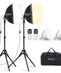 2 Pack Professional Softbox Lighting Kit 16x16 Studio Lights With 85W 2700K To 6500K E27 LED Bulbs Continuous Lighting For Photography