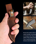 Beast Damascus Steel Survival Knife With Leather Sheath Fixed Blade Hunting Skinner Knife Handmade For Camping