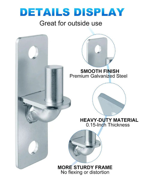 Beefy Wall Mount Gate Hinges 2 Pack With Five Eighth Inch Pin For Chain Link Gates, heavy duty galvanized steel hinge