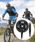 Mountain bikers with Beefy High Carbon Steel Mountain Bike Crankset 24-34-42T With Chain Guard for trail rides