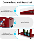 80 Quart Rolling Ice Chest Cart Portable Beverage Cooler With Bottle Opener Cap Collector And Storage Shelf For Patio Parties BBQs And Beach Days Go To Party Essential Outdoor Fun Red