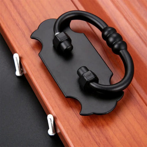 Two Pack Antique Black Cabinet Handle Pulls With Screws Easy Install For Doors Drawers Cabinets Wardrobes And Vintage Furniture Decor Classic Rustic Hardware For Kitchen Living Room And Bedroom, detailed view