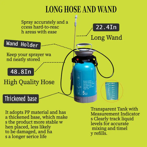 Upgraded Reinforced 1.3 Gallon Pump Pressure Sprayer For Plants And Weed Control With Adjustable Nozzles And Comfort Strap features