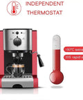 Italian Automatic Espresso Machine With 15 Bar Pressure And Steam Milk Foam System Two Cup Home Coffee Maker 1350W Power