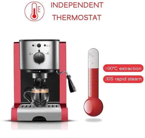 Italian Automatic Espresso Machine With 15 Bar Pressure And Steam Milk Foam System Two Cup Home Coffee Maker 1350W Power