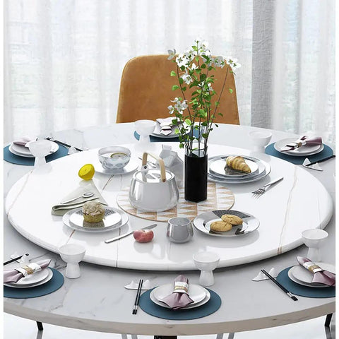 Marble Lazy Susan 360-Degree Rotating Serving Plate For Party-Ready Dining Tables 23 Inch Large Swivel Turntable with Food