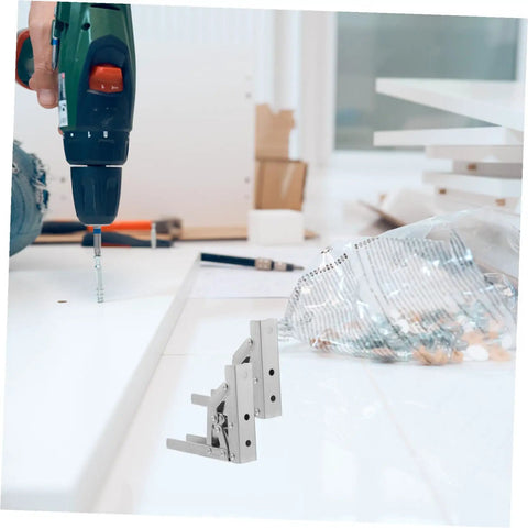 Installation process of 4 Pack 90 Degree Folding Cabinet Door Hinges For Corner Cabinets, Hidden Soft Close Brackets, Metal Shelf Support Hinges For Wall Mounted Furniture, Durable Cold Rolled Steel Construction in progress