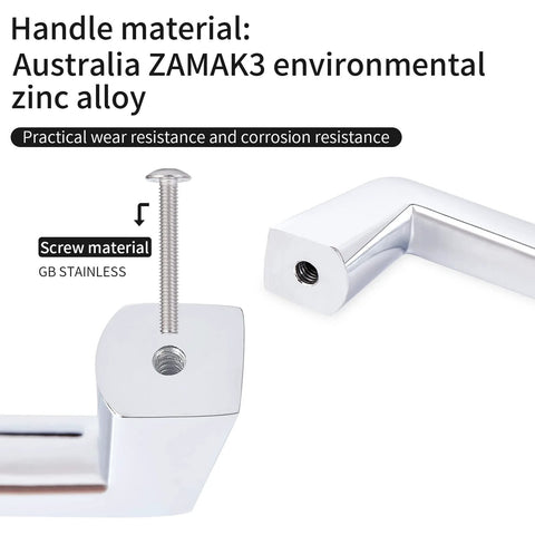 4 Inch Cabinet Handle Polished Chrome Drawer Knob For Kitchen and Furniture Locker Door Pulls with durable zinc alloy and stainless screw