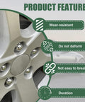 4 Piece Wheel Lug Stud Nut Set With M12x1.5 Threads For Most Cars shown on wheel, highlighting wear resistance and durability