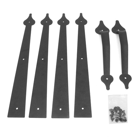 Beefy Heavy Duty Carbon Steel Garage Door Handle Set, Rustproof Matte Black Hinge Handles, 16.1 in, 2-pack