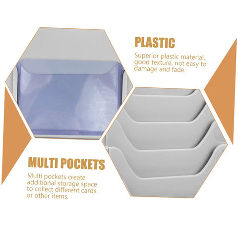 Heavy Duty Material Card Holder Rack For Office Document Organization, multi-pocket grey plastic card storage with smooth texture.