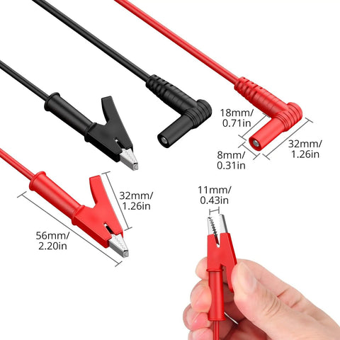 Banana Plug To Alligator Clip Test Lead 4mm, 15A 1000V Pure Copper Flexible Electrical Cable One Meter For Multimeter And Clamp Meter Testing
