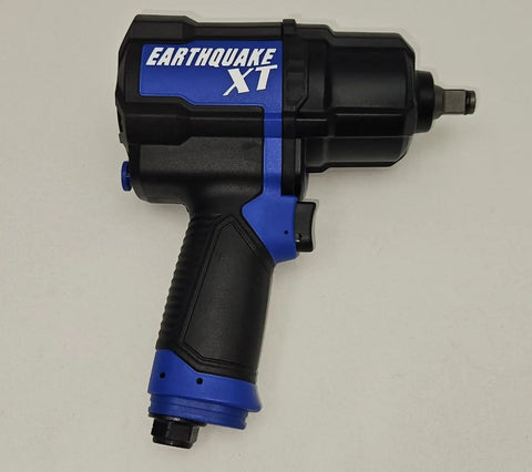 1/2 Inch Blue Composite Air Impact Wrench 1200 Ft Lb Breakaway Torque Twin Hammer Beast Rubberized Grip side view