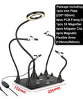 Helping Hands Soldering Station with 3X LED Magnifying Lamp, 4 PCB Board Holders, and flexible magnetic arms for precision soldering.