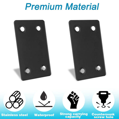 Heavy Duty Black Mending Plates 50 Pack 3.15X1.5 Inch stainless steel joining brackets shown with countersunk holes.