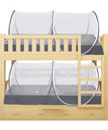 Large Pop Up Bed Mosquito Net Canopy For Bed Camping And Travel Portable Tent on bunk bed, gray, foldable, indoor use.