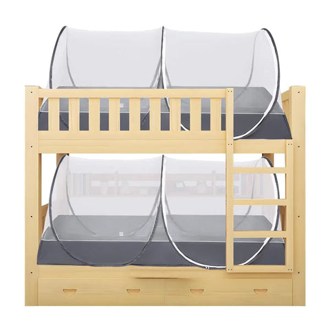 Large Pop Up Bed Mosquito Net Canopy For Bed Camping And Travel Portable Tent on bunk bed, gray, foldable, indoor use.