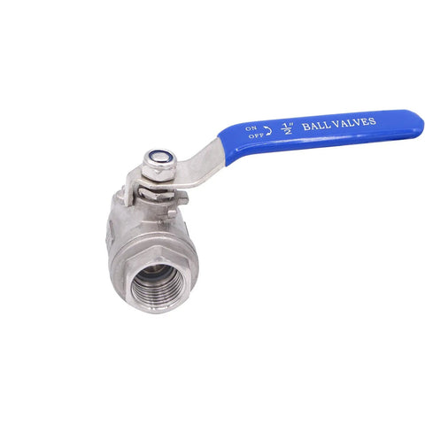 Heavy Duty Stainless Steel Ball Valve 304 Half Inch NPT For Water Oil And Gas With Blue Vinyl Insulated Locking Handles