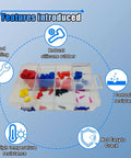 Get Ready For A Sweet Paint Job With This Totally Rad 40 Piece Silicone Rubber Tapered Plug Kit Featuring Eight Awesome Sizes Ranging From One Sixteenth Inch To Three Quarters Inch For Perfectly Flexible Powder Coating And Painting Supplies That Are. silicone plugs in organizer with size, sealing, heat, and corrosion resistance icons
