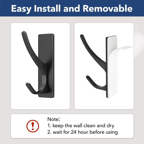 Heavy Duty Stainless Wall Hooks 8 Pack With Dual Hook Design For Towel Backpack Hat And More Matte Black Finish installation