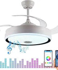 Slick 48 Inch Bluetooth Chandelier Ceiling Fan With Four Adjustable Blades In Silver Finish For Bedroom And Dining Room Ultra Quiet Motor