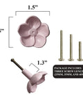 Solid Metal Pink Floral Cabinet Knobs 6 Pack Vintage Drawer Pulls Coquette Chic Vibe Sweet Charm Hardware Glow Up For Nursery Dresser Vanity And Closets, flower-shaped knobs with screws.