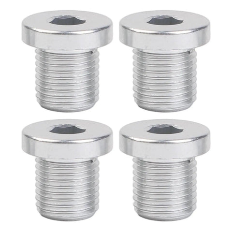 Four Pack M10xP0 Aluminum Rear Derailleur Hanger Bolts For Road Bikes Easy Install Silver Finish 8mm Long 5mm Hex Heads Replace Worn Derailleur Hanger Fasteners Bike Repair Essentials