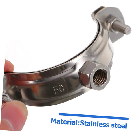 Adjustable Stainless Steel Water Pipe Clamp Brackets Set For 20 To 200mm Pipes Heavy Duty Fixing Solution shown close-up view