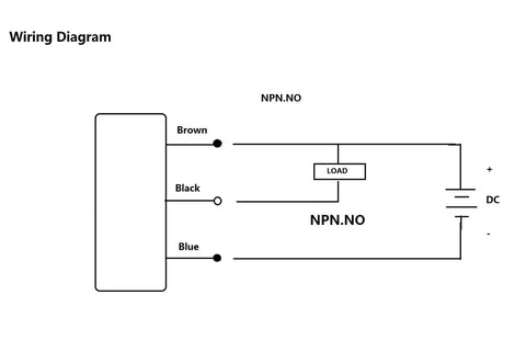 Wiring diagram for Inductive Proximity Sensor Switch Easy Install DC 10 To 30V, 3-Wire NPN NO Output, 4mm Detection Distance, 300mA
