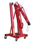 Rugged Foldable Hydraulic Crane Boosting Up To 3 Ton Lift Power With Solid Steel Frame and Telescopic Boom in red.