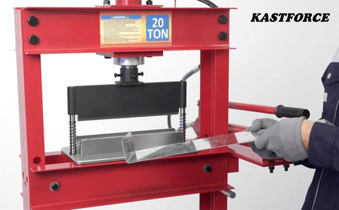 Heavy Duty Press Brake Attachment For Hydraulic Shop Presses 12 To 20 Ton in use for metal bending in workshop