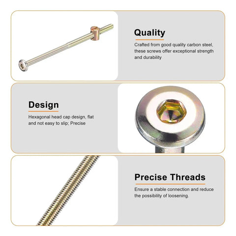 Solid M6 Hex Socket Head Screws And Barrel Nuts Set Bronze Finish For Furniture Chairs Cots And Baby Beds With Wrench Carbon Steel Lengths