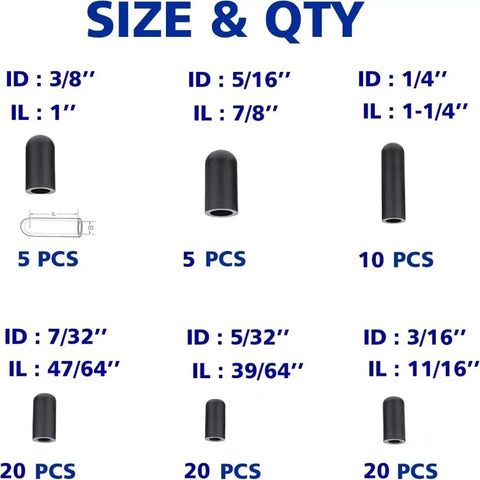 Top Quality Rubber End Caps Kit 80 Or 100 Pcs Hose Plug For Carburetor Manifold Thread Protectors Flexible Screw Covers To Save You From Lost Parts And Protect Your Engine Components Perfectly, black rubber caps sizes and quantities