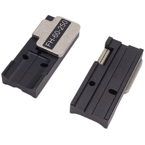 Top Shelf Heavy Duty Fiber Holder Sheath Clamps And Chucking Jigs FH-60-250 Pair for Fujikura, black precision alignment tools.