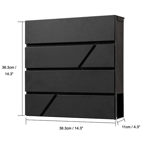 Built Tough Outdoor Wall Mount Locking Mailbox In Valencia Carbon Black, Galvanized Steel Construction, Top Loading And Rustproof Metal, Weather Resistant Design With Newspaper Holder, MD25N Model For Secure Mail And Packages