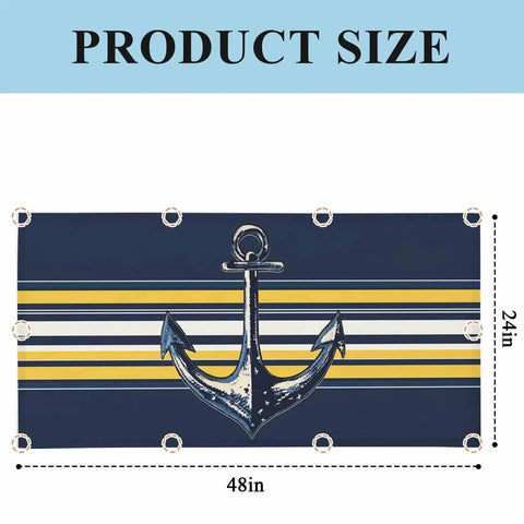 Straight Up Nautical Vibes: 3 Pack Magnetic Ceiling Light Covers For Drop Ceilings, Vintage Blue And Yellow Striped Anchor Fluorescent Lamp Shades That Hits Different For Classrooms And Offices
