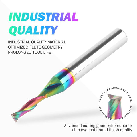 Upcut Spiral Router Bit With 1/8 Inch Cutting Diameter And 1/4 Inch Shank, heat resistant carbide with TAC coating