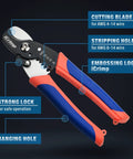 2 In 1 Wire Stripper And Cable Cutter For Multi Core Round And Coaxial Wires, steel tool with ergonomic grip on dark background
