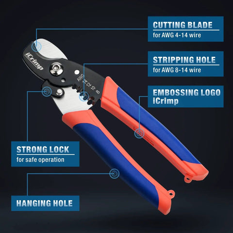 2 In 1 Wire Stripper And Cable Cutter For Multi Core Round And Coaxial Wires, steel tool with ergonomic grip on dark background