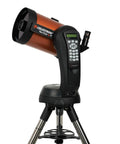 NexStar 6SE Computerized GoTo Telescope on tabletop tripod, Maksutov Cassegrain design, shown in side view with control panel.