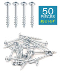 Pocket Hole Wood Screws 50 Count Number 8 By One And A Quarter Inch Square Drive Washer Head Coarse Thread Zinc Coated For Indoor Outdoor Use Your Go-To Fix For Small Woodworking Projects shown scattered with packaging details