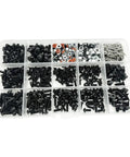 RC Screw Kit Box Set For 1:10 Scale RC Cars, Trucks, And Crawlers; M3 M4 hardware fasteners in organizer tray with assorted colors.