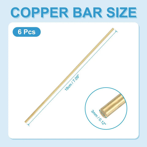 Six Pcs Round Brass Rods 3mm Diameter 18cm Length For DIY Crafting Jewelry Making Plating And Repair Projects Ideal For Science Class And Hobby Metalwork Brass Bars. 6 brass rods, 18cm long, 3mm diameter